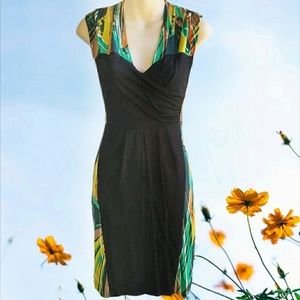 New BCBGMAXAZRIA Colorblock Scoop Neck Sheath Dress